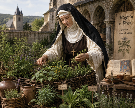 Hildegarde dans son jardin Allégé